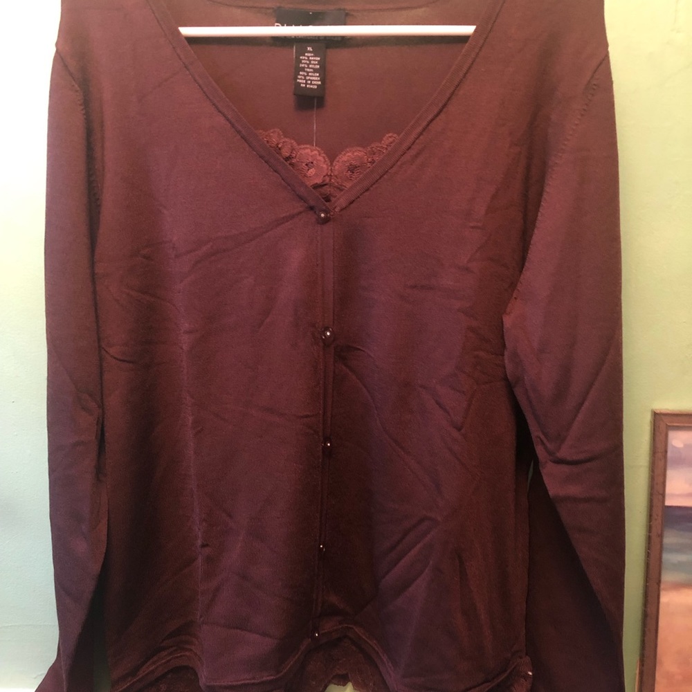 NWT Gorgeous Dialogue Brown Silky Sweater